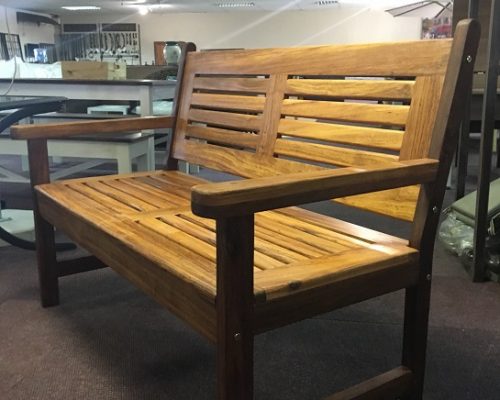 African Range 2 seater bench in solid Rhodesian teak